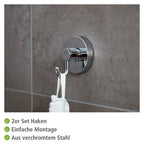 WENKO 2er Set Wand Haken Handtuch Halter Garderoben Bad Küchen WC ohne Bohren