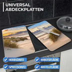 MAXIMEX 2er Glas Herd Abdeck Platten DÜNE Schneide Bretter Küchen Ablagen Motiv