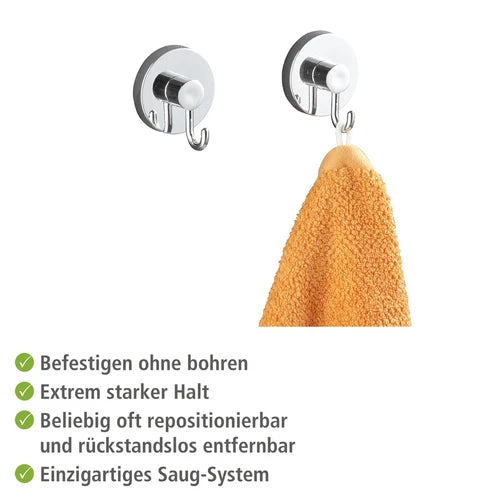 WENKO 2er Set Wand Haken Handtuch Halter Garderoben Bad Küchen WC ohne Bohren