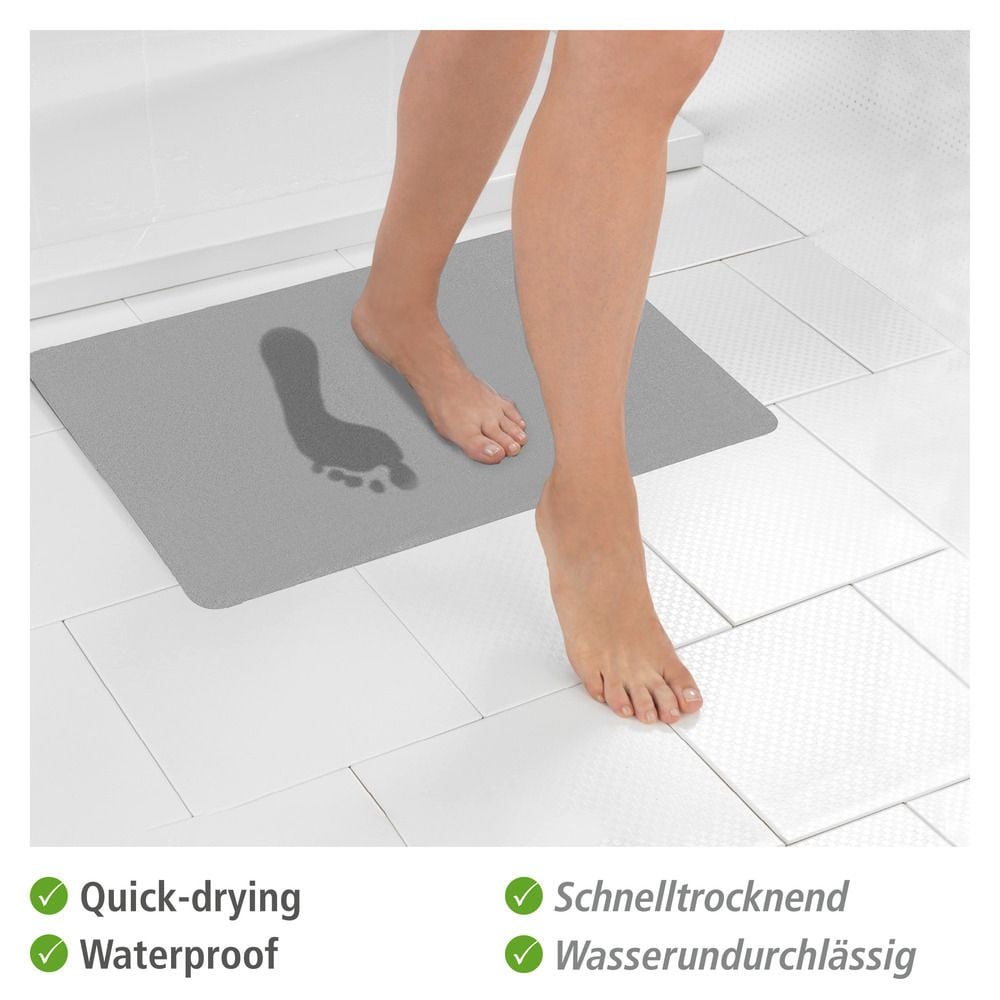 Schnelltrocknende Badematte Grau, aus 100 % Polyester