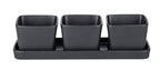 Snack & Dip Schalen Set Schwarz matt, Tablett mit 3 x 300 ml Schalen