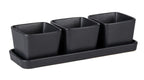 Snack & Dip Schalen Set Schwarz matt, Tablett mit 3 x 300 ml Schalen