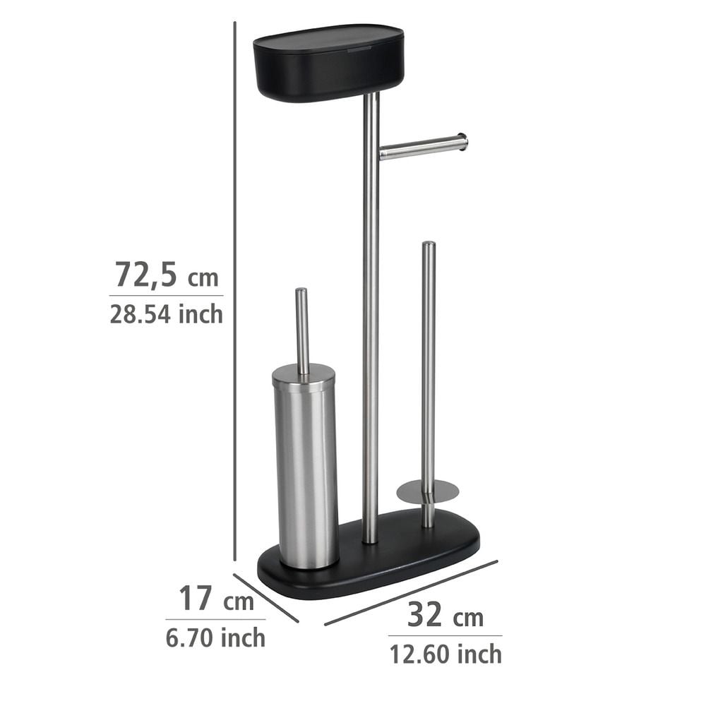 Stand WC-Garnitur mit Box Mod. Rivazza Schwarz, integrierter Toilettenpapierhalter,