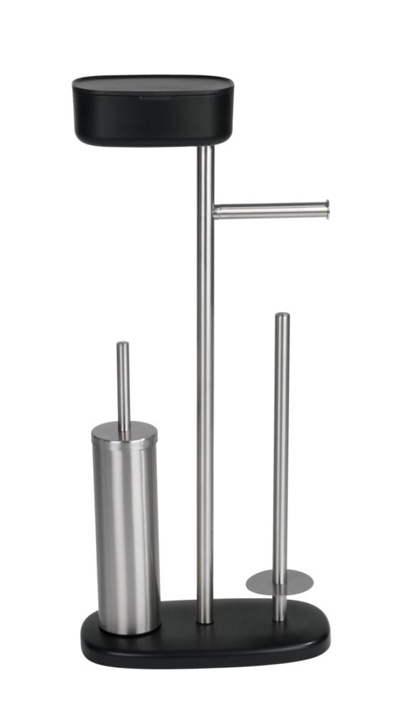 Stand WC-Garnitur mit Box Mod. Rivazza Schwarz, integrierter Toilettenpapierhalter,