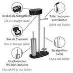 Stand WC-Garnitur mit Box Mod. Rivazza Schwarz, integrierter Toilettenpapierhalter,