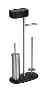 Stand WC-Garnitur mit Box Mod. Rivazza Schwarz, integrierter Toilettenpapierhalter,