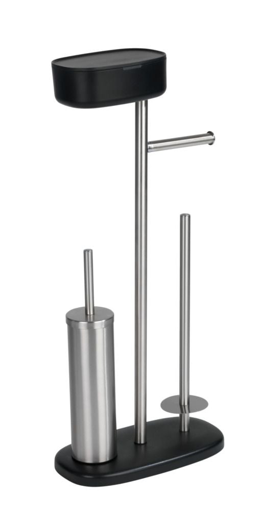 Stand WC-Garnitur mit Box Mod. Rivazza Schwarz, integrierter Toilettenpapierhalter,