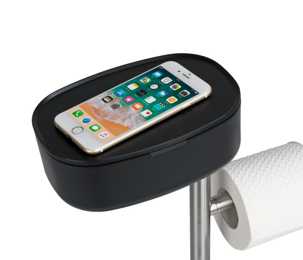 Stand WC-Garnitur mit Box Mod. Rivazza Schwarz, integrierter Toilettenpapierhalter,