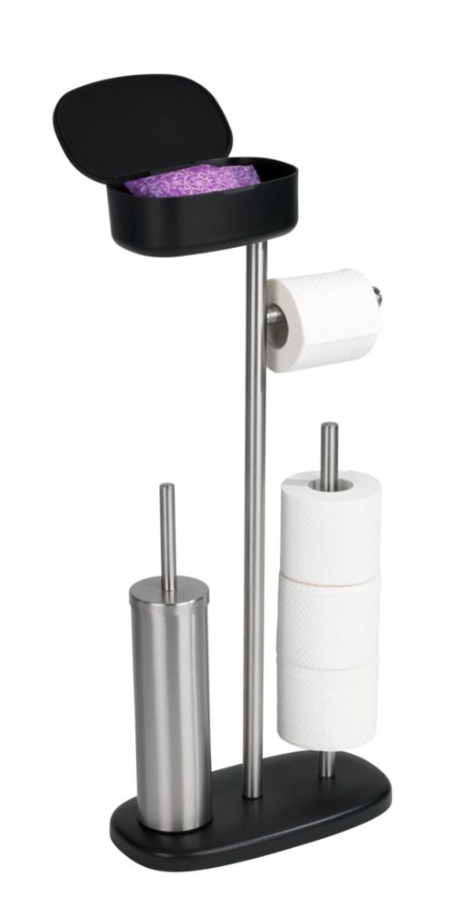 Stand WC-Garnitur mit Box Mod. Rivazza Schwarz, integrierter Toilettenpapierhalter,
