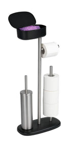 Stand WC-Garnitur mit Box Mod. Rivazza Schwarz, integrierter Toilettenpapierhalter,