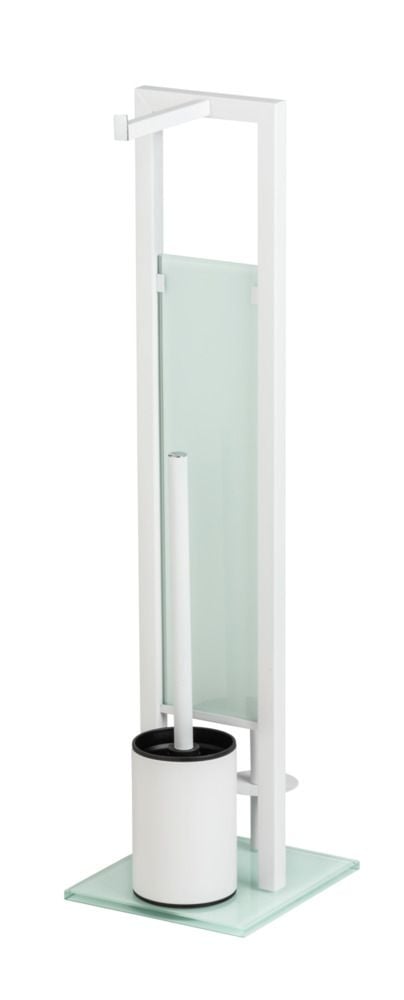 Stand WC-Garnitur Mod. Rivalta Weiß, integrierter Toilettenpapierhalter und WC-Bürstenhalter