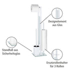 Stand WC-Garnitur Mod. Rivalta Weiß, integrierter Toilettenpapierhalter und WC-Bürstenhalter