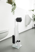 Stand WC-Garnitur Mod. Rivalta Weiß, integrierter Toilettenpapierhalter und WC-Bürstenhalter