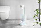 Stand WC-Garnitur Mod. Rivalta Weiß, integrierter Toilettenpapierhalter und WC-Bürstenhalter