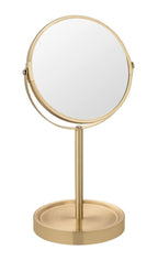 Standspiegel Mod. Alata Gold matt, Ø 17 cm, mit 3-fach Vergrößerung