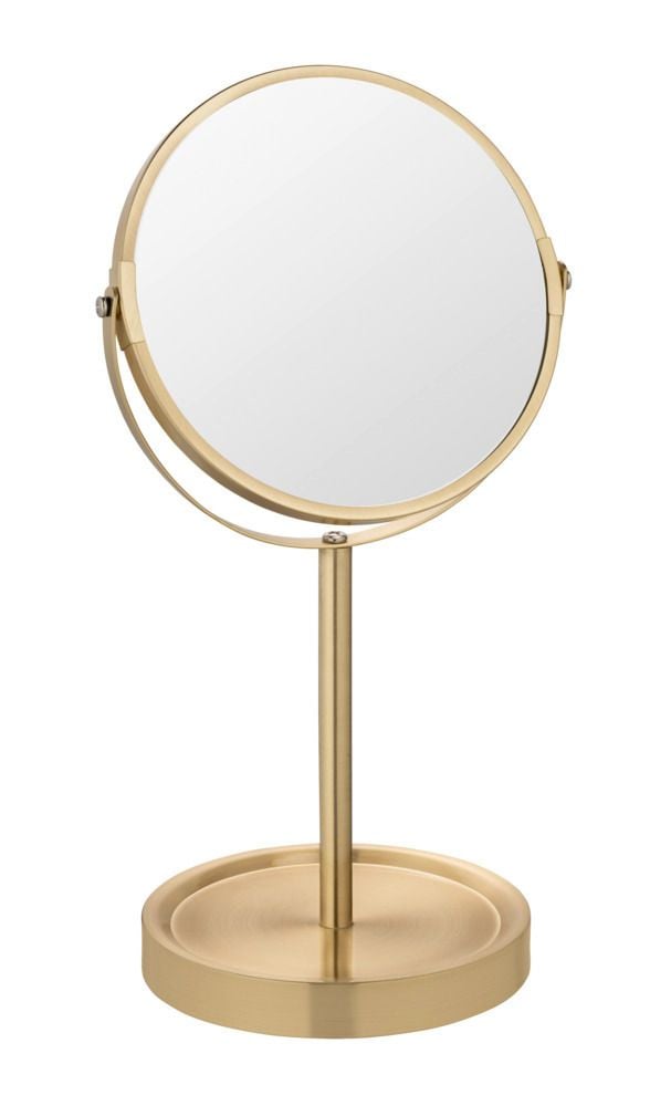 Standspiegel Mod. Alata Gold matt, Ø 17 cm, mit 3-fach Vergrößerung