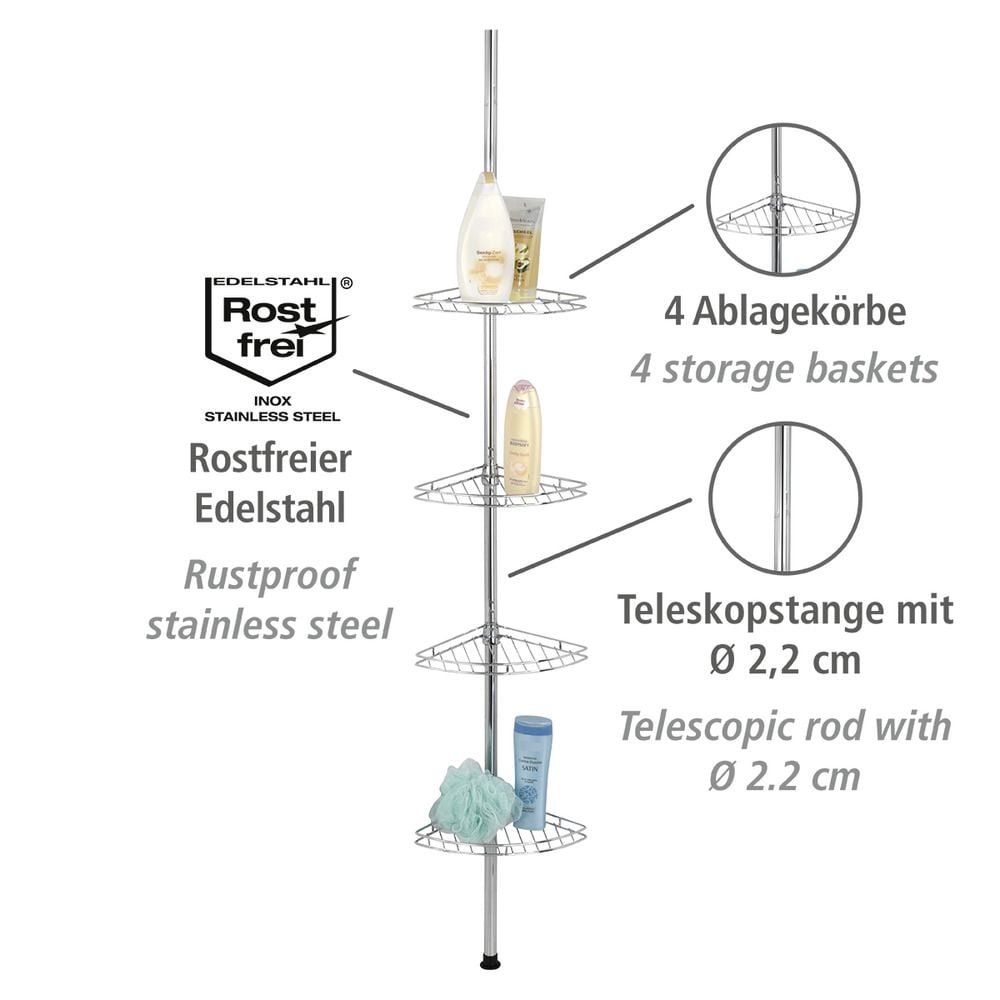 Teleskop-Duschecke Mod. Prea Edelstahl, aus rostfreiem Edelstahl