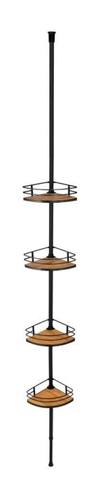 Teleskop-Eckregal Mod. Dolcedo aus Bambus und Edelstahl, rostfrei