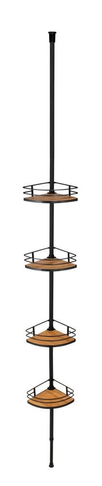 Teleskop-Eckregal Mod. Dolcedo aus Bambus und Edelstahl, rostfrei
