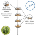 Teleskop-Eckregal Mod. Dolcedo aus Bambus und Edelstahl, rostfrei