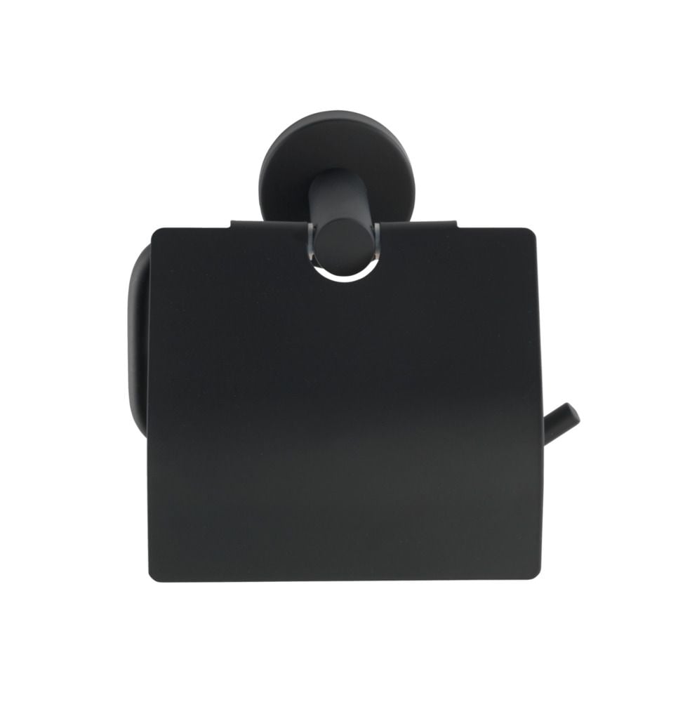 Toilettenpapierhalter Edelstahl Mod. Bosio Black matt mit Deckel, rostfrei