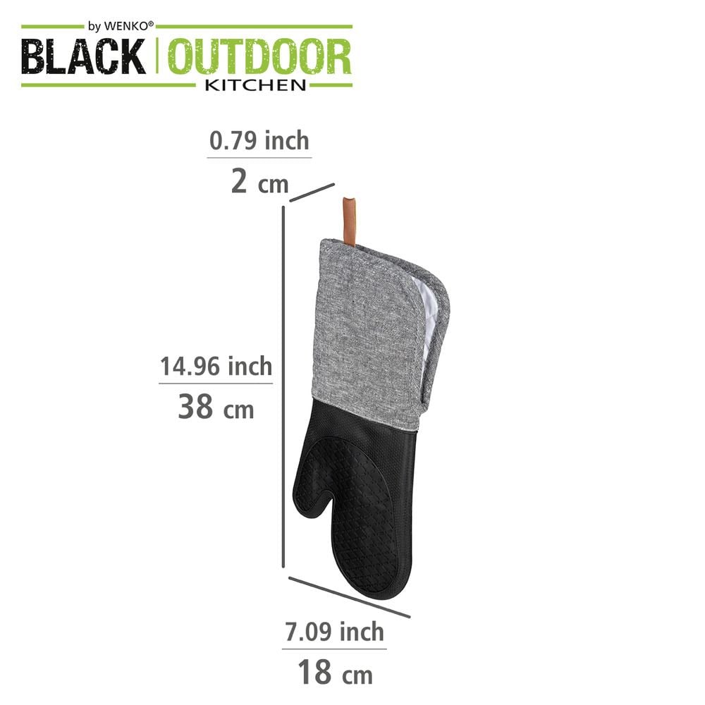 Topfhandschuhe Silikon Mod. Ada Schwarz, 2er, hitzebeständige Silikon-Kochhandschuhe