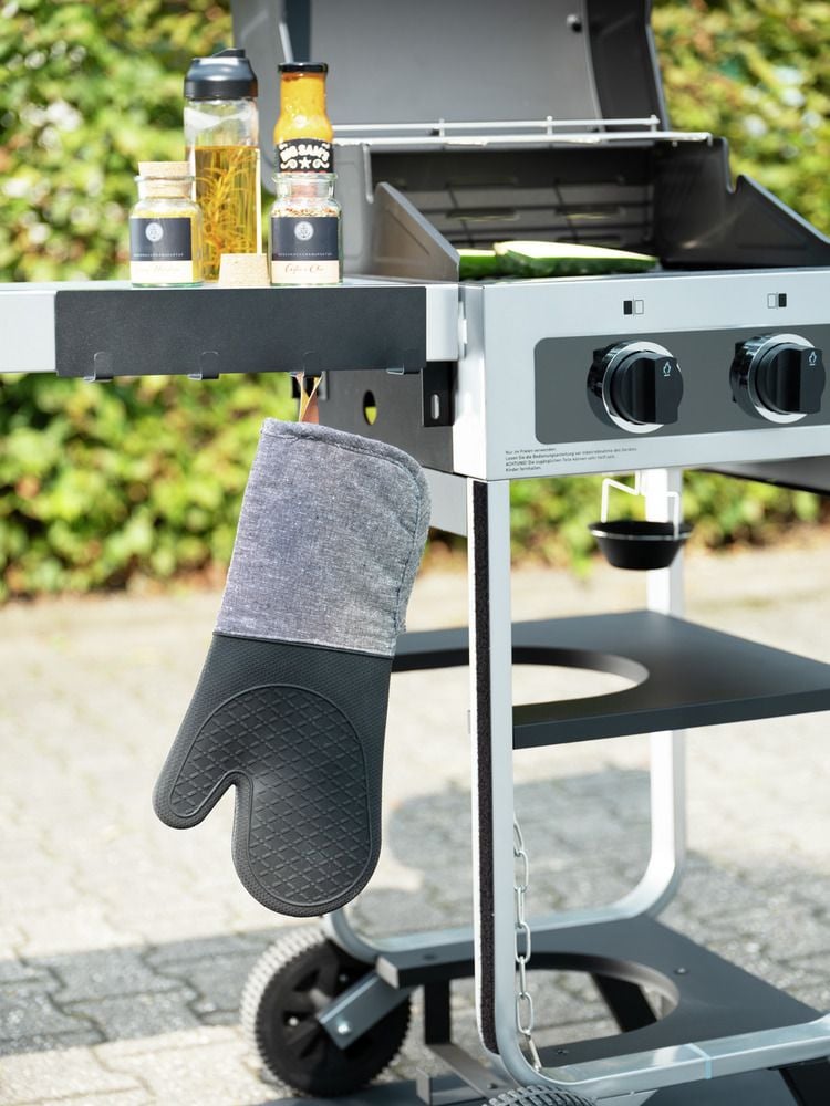 Topfhandschuhe Silikon Mod. Ada Schwarz, 2er, hitzebeständige Silikon-Kochhandschuhe