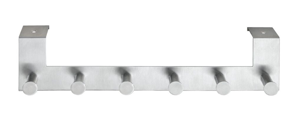 Türgarderobe Edelstahl Mod. Celano 4 cm, 6 Haken, für Türfalzstärken bis 4 cm