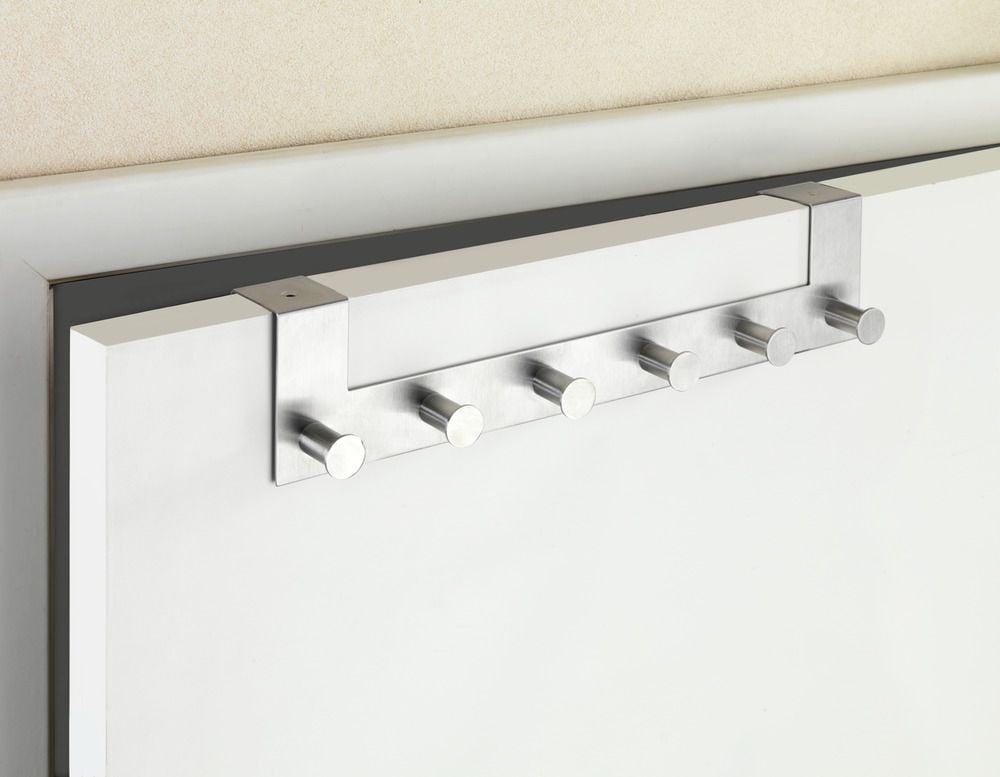 Türgarderobe Edelstahl Mod. Celano 4 cm, 6 Haken, für Türfalzstärken bis 4 cm