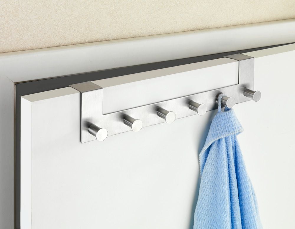 Türgarderobe Edelstahl Mod. Celano 4 cm, 6 Haken, für Türfalzstärken bis 4 cm
