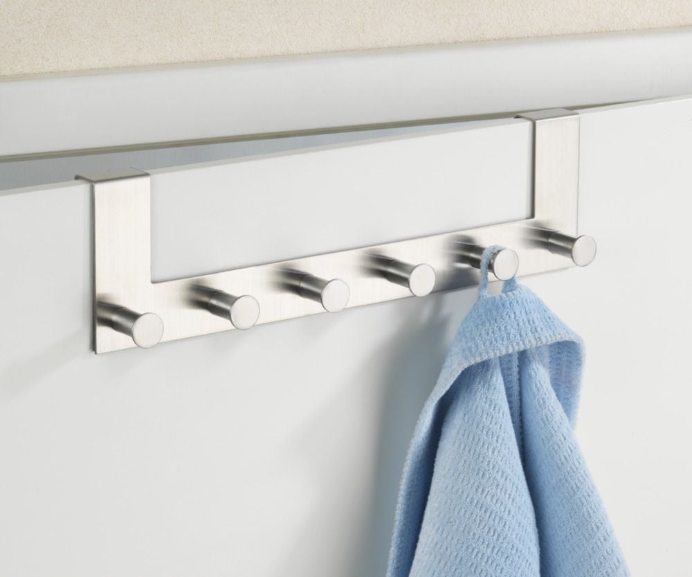 Türgarderobe Edelstahl Mod. Celano, 6 Haken, für Türfalzstärken bis 2 cm