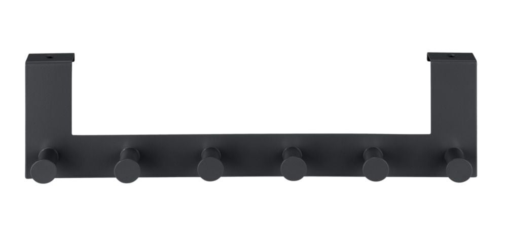 Türgarderobe Mod. Celano Schwarz, 6 Haken, für Türfalzstärken bis 2 cm