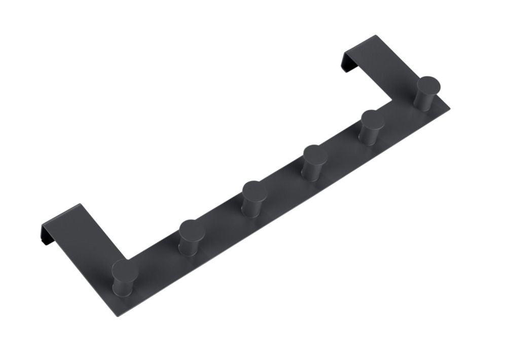 Türgarderobe Mod. Celano Schwarz, 6 Haken, für Türfalzstärken bis 2 cm