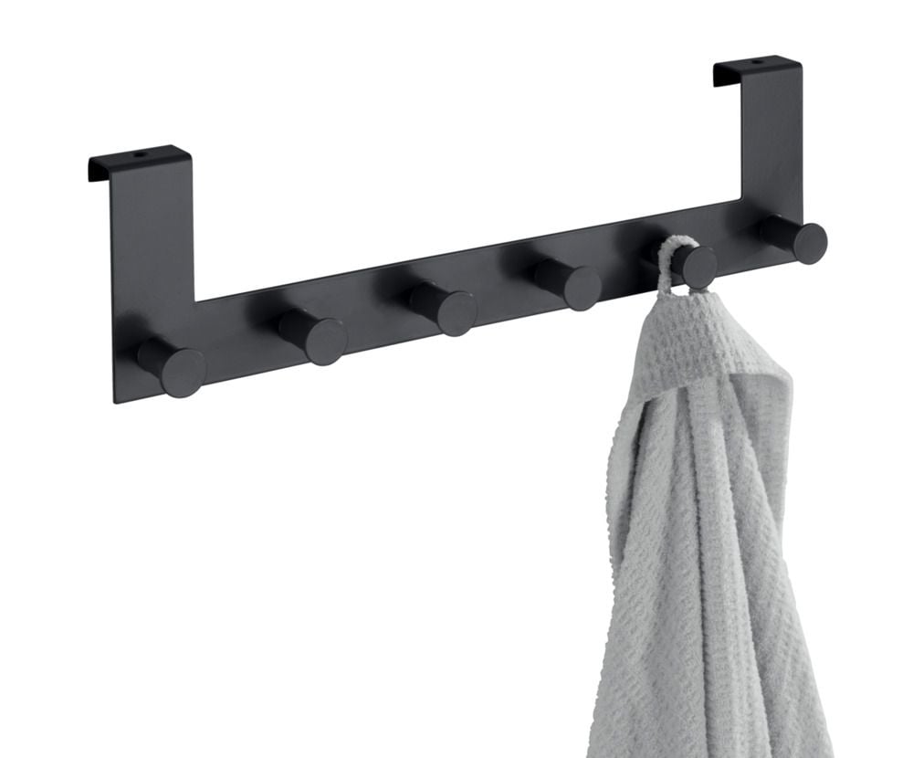 Türgarderobe Mod. Celano Schwarz, 6 Haken, für Türfalzstärken bis 2 cm