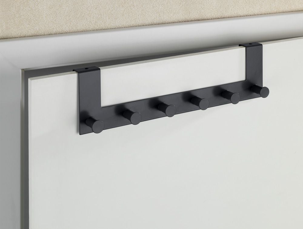Türgarderobe Mod. Celano Schwarz, 6 Haken, für Türfalzstärken bis 2 cm