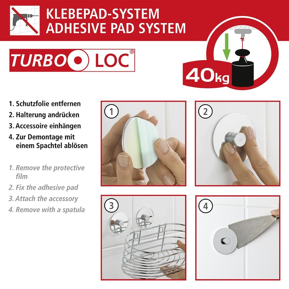 Turbo-Loc® Eckregal 2 Ablagen, Befestigen ohne bohren