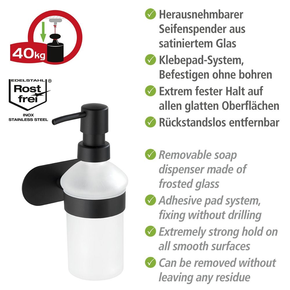 Turbo-Loc® Seifenspender Mod. Orea Black Matt, Befestigen ohne bohren