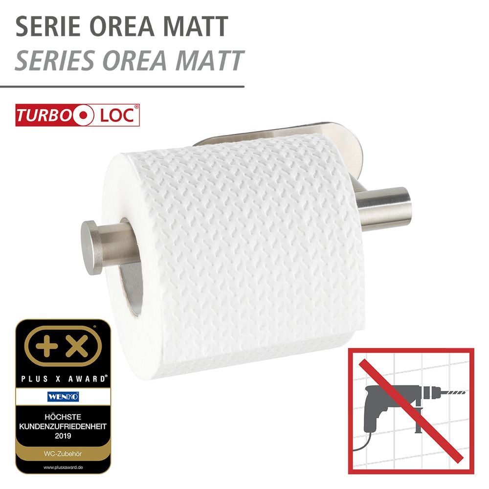 Turbo-Loc® Toilettenpapierhalter Mod. Orea Matt o. Deckel, Befestigen ohne bohren