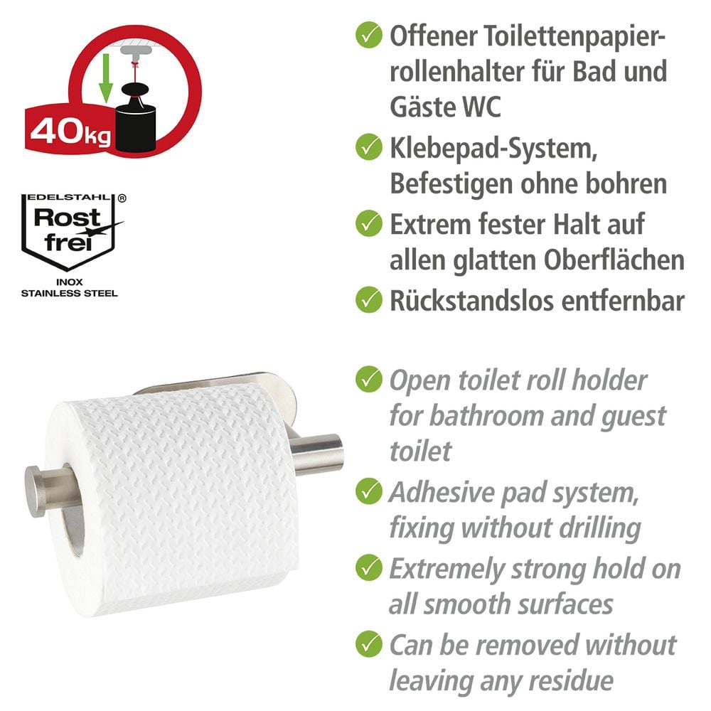 Turbo-Loc® Toilettenpapierhalter Mod. Orea Matt o. Deckel, Befestigen ohne bohren