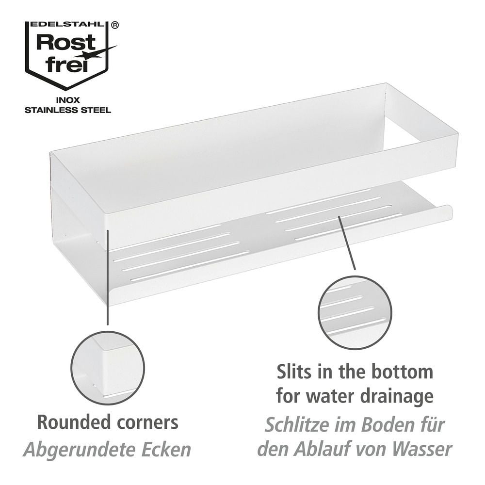 Turbo-Loc® Wandablage Mod. Genova White matt, Befestigen ohne Bohren mit Spezial-Klebepad