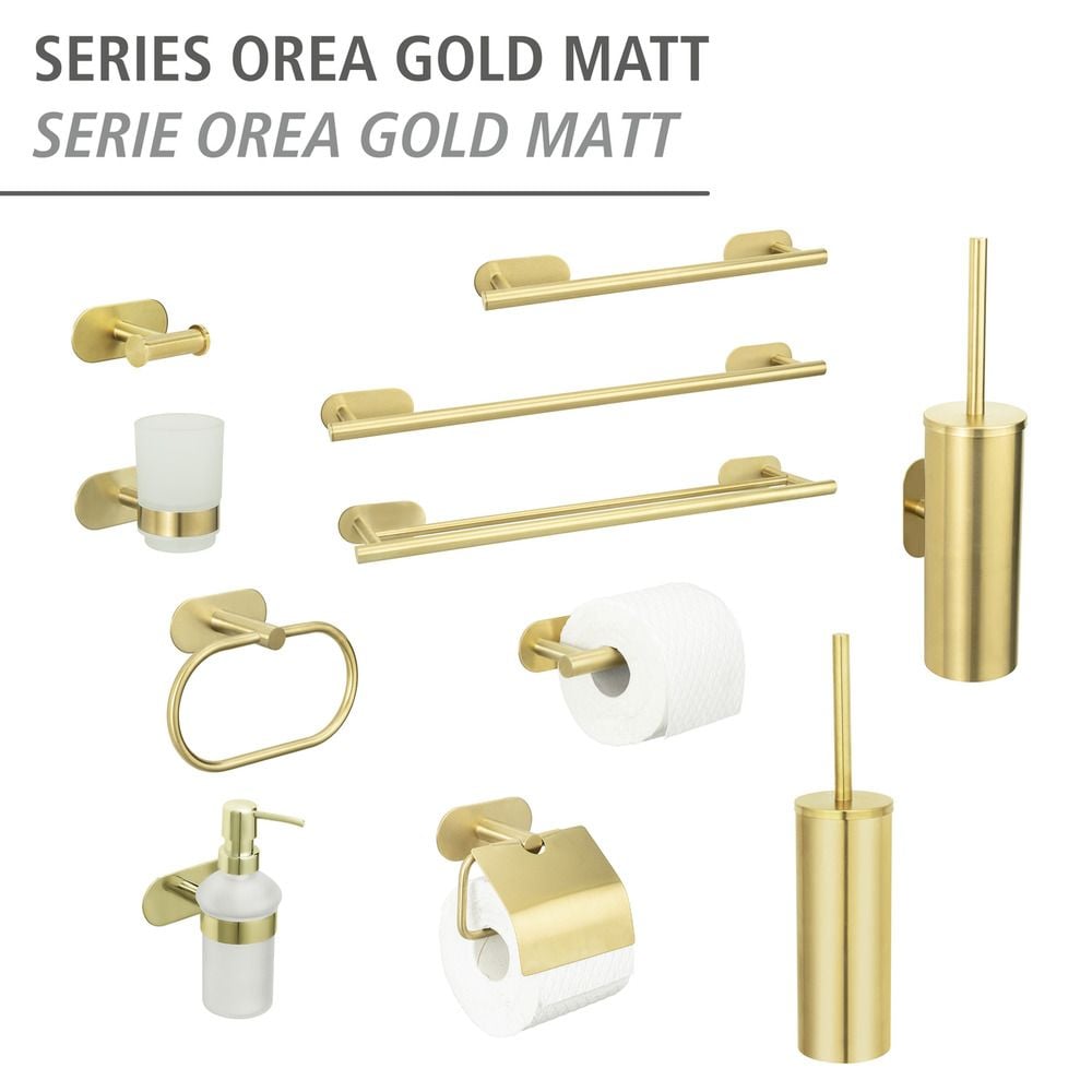Turbo-Loc® WC-Garnitur Mod. Orea Gold Matt geschlossen, Befestigen ohne bohren