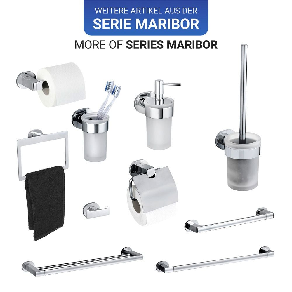 UV-Loc® Badetuchstange Uno Mod. Maribor 60 cm, Befestigen ohne Bohren mit innovativem Klebesystem