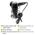 Vacuum-Loc® Haartrocknerhalter Mod. Milazzo Schwarz, Befestigen ohne bohren