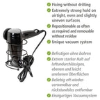 Vacuum-Loc® Haartrocknerhalter Mod. Milazzo Schwarz, Befestigen ohne bohren