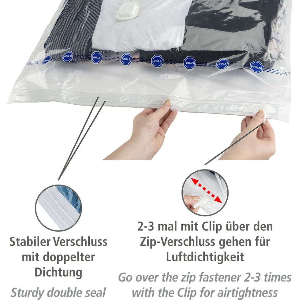 Vakuum Beutel Reise-Set Transparent, 6-teilig, platzsparende Kleideraufbewahrung mit Pumpe