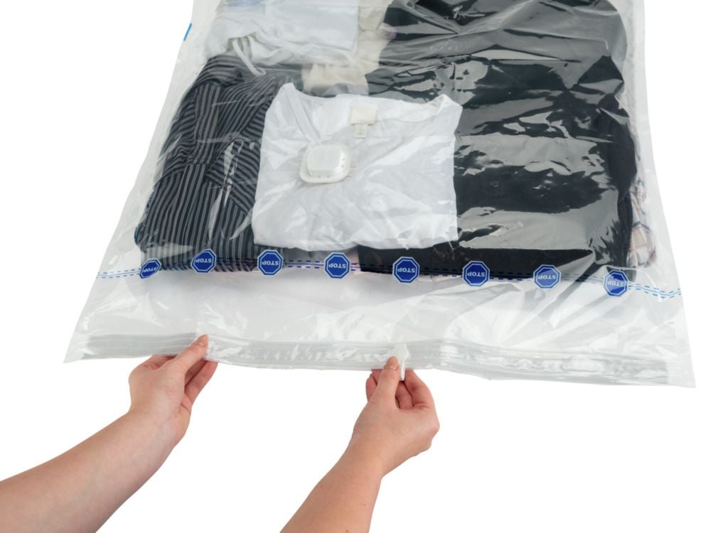 Vakuum Beutel Reise-Set Transparent, 6-teilig, platzsparende Kleideraufbewahrung mit Pumpe