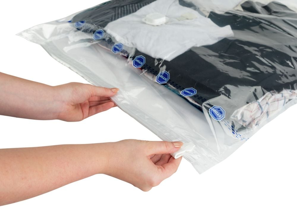 Vakuum Beutel Reise-Set Transparent, 6-teilig, platzsparende Kleideraufbewahrung mit Pumpe