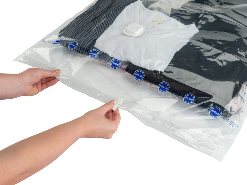 Vakuum Beutel Set Transparent, 6-teilig, platzsparende Kleideraufbewahrung mit Pumpe