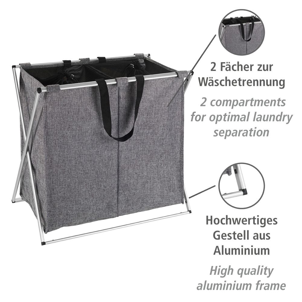 Wäschesammler Mod. Duo Grau meliert, Fassungsvermögen: 120 Liter