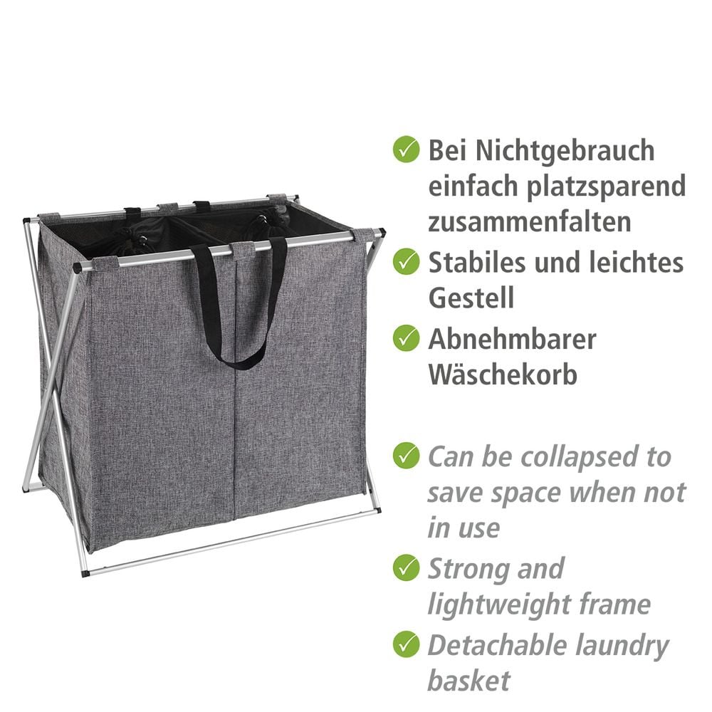 Wäschesammler Mod. Duo Grau meliert, Fassungsvermögen: 120 Liter